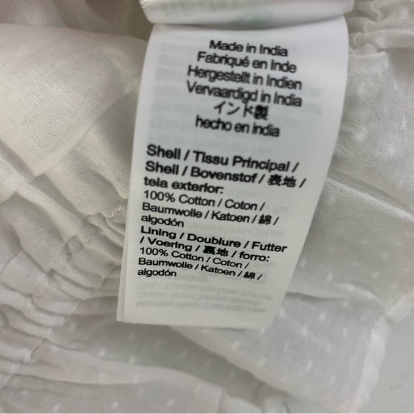 J. Crew Swiss Dot Hidden Button Placket Elastic Neckline Peasant Top White XL - Picture 8 of 10